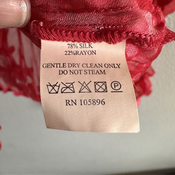 Vtg Issue Y2K Silk Top Med Sheer Burnout Fairy Ruffle Whimsical Artsy Blouse - Picture 6 of 9